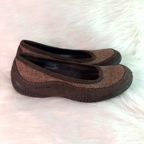 Patagonia Gumwood Wool Mary Jane Flat Wool Leather Blend Womens Size 6m Brown - Picture 3 of 8